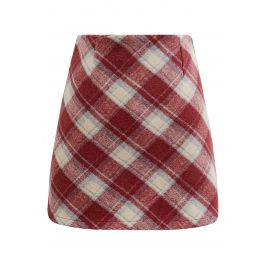 Iconic Plaid Pattern Mini Bud Skirt in Red | Chicwish