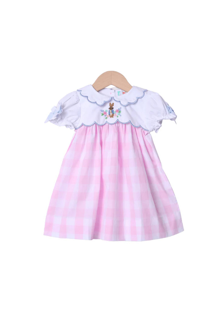 French Knot Peter Rabbit Gingham Dress | The Smocked Flamingo