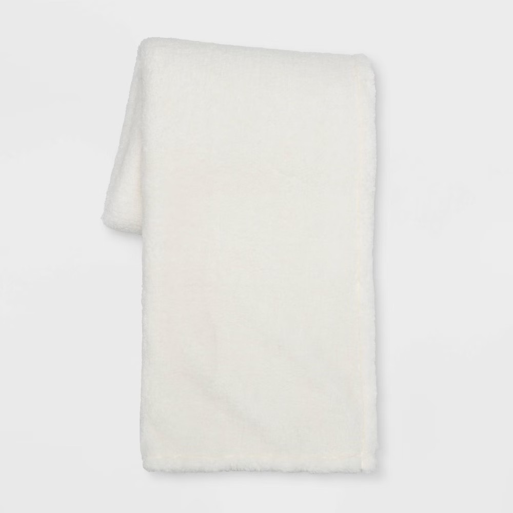 Sherpa Throw Blanket Cream - Room Essentials | Target