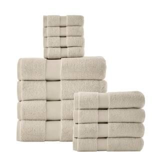 Home Decorators Collection Ultra Plush Soft Cotton Almond Biscotti Ivory 12-Piece Bath Towel Set ... | The Home Depot