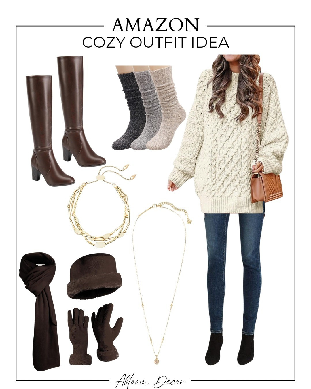 This cozy outfit idea from Amazon is perfect for staying warm and stylish, featuring a chunky knit sweater, dark skinny jeans, and knee-high boots.

#LTKStyleTip #LTKFindsUnder100