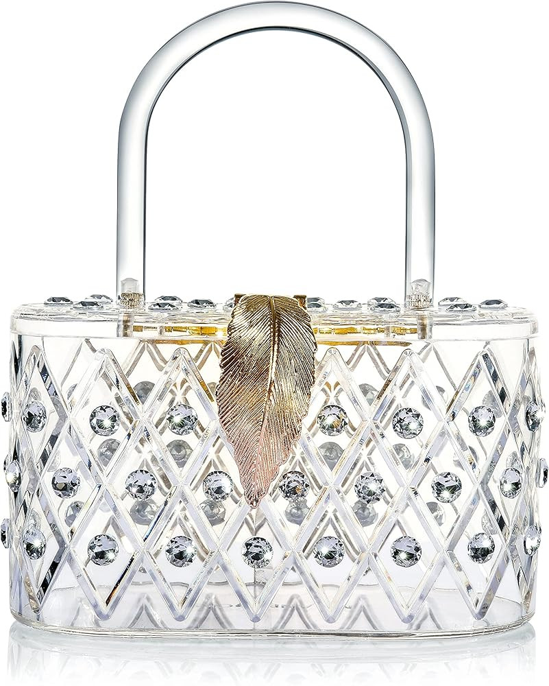 Women's princess Bag 1950 Vintage Style Beaded Unique Crystal Acrylic Lucite Box Clutch Bag For w... | Amazon (US)