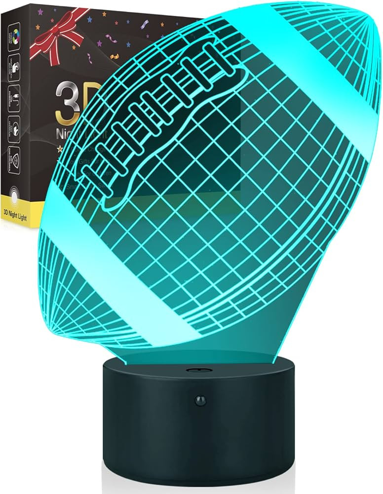 Football Night Light for Kids, Led Lights 3D Optical Illusion Lamp Bedroom Decor Lighting Nightli... | Amazon (US)