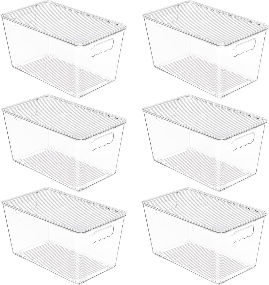 Vtopmart 6 Pack Clear Stackable Storage Bins with Lids, Medium Plastic Containers with Handle for... | Amazon (US)