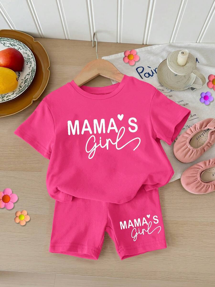 Baby Girl Casual Minimalist Short Sleeve Shorts Set, Suitable For Summer | SHEIN