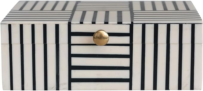 Bloomingville Modern Resin Striped Block Pattern and Gold Clasp, Black and White Box | Amazon (US)