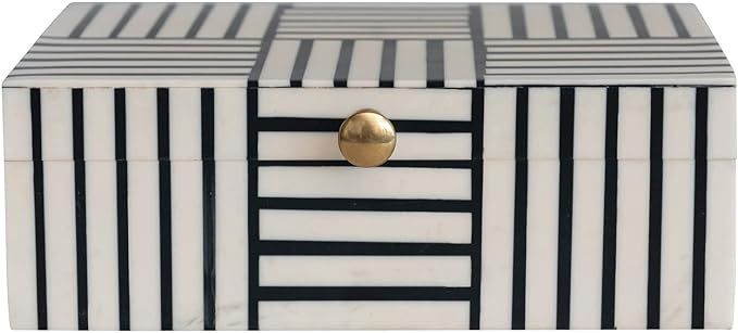 Bloomingville Modern Resin Striped Block Pattern and Gold Clasp, Black and White Box | Amazon (US)