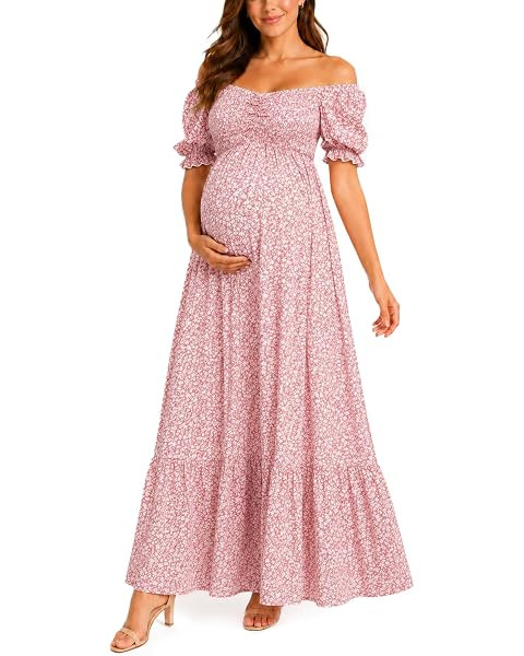 Maternity Dress Baby Shower - Photoshoot Pregnancy Summer Maxi Spaghetti Straps Casual Dress | Amazon (US)