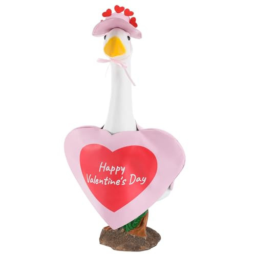 Arrowbash Valentine Goose Outfit Pink Heart Goose Clothes Porch Goose Outfits Concrete Goose Outfits for 23" Cement Goose, Goose Costume for Outdoor Statue Patio Yard Lawn Art Decoration | Amazon (US)