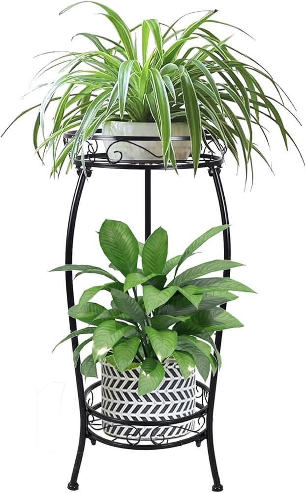 MOCORY Plant Stand Indoor Outdoor 2 Tier 27" Tall Metal Potted Holder Rack Flower Pot Stand Heavy... | Amazon (US)