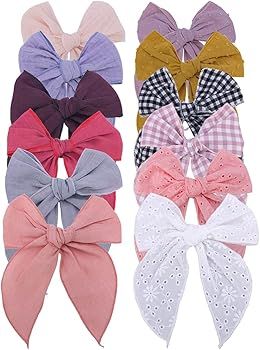 Fable Bow Hair Clips Baby Girls Kids Women Cotton Linen Hair Bow Clips Large Sailor Hair Bows Acc... | Amazon (US)