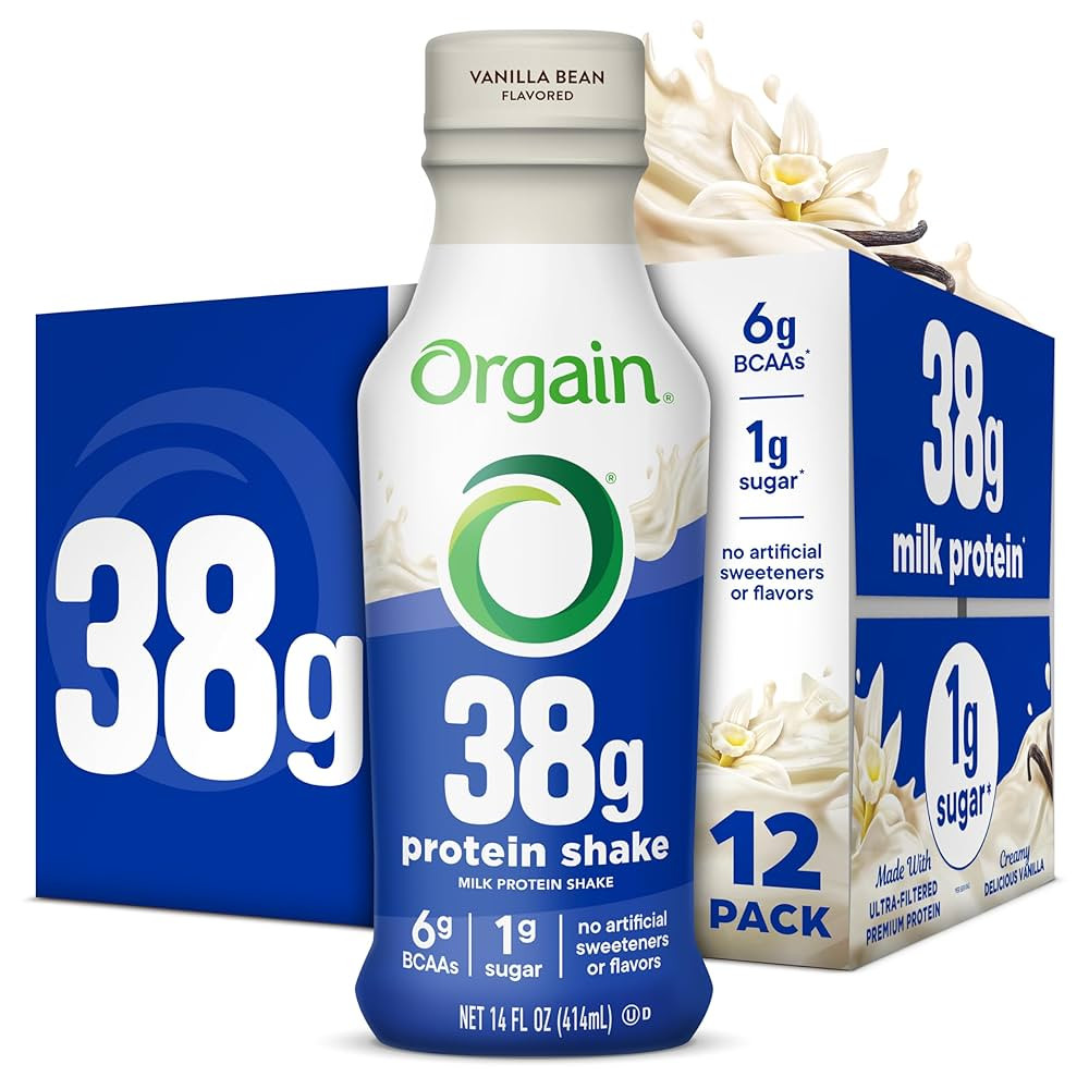 Orgain 38g High Protein Shake, Dairy Isolate Protein Milk, Vanilla, 6g BCAAs, 1g Sugar Per Servin... | Amazon (US)