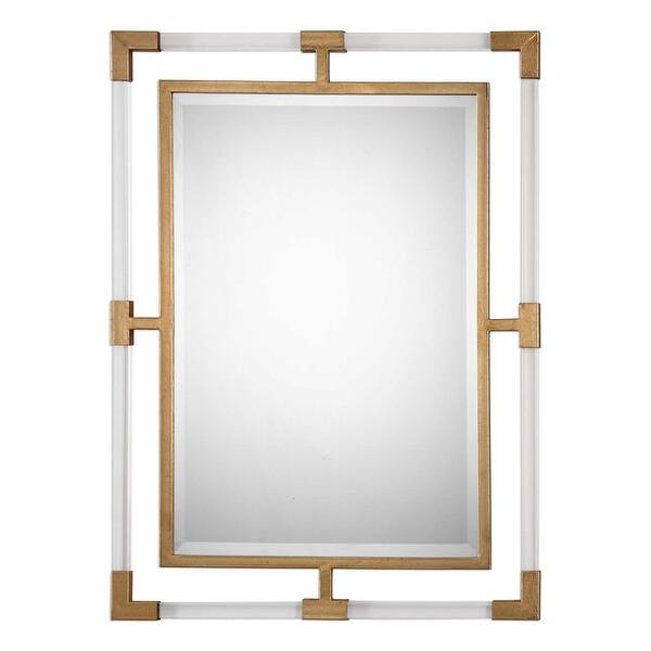 Uttermost Balkan Urban Modern Bathroom Mirror with Acrylic and Gold - Gold Leaf - Bed Bath & Beyo... | Bed Bath & Beyond