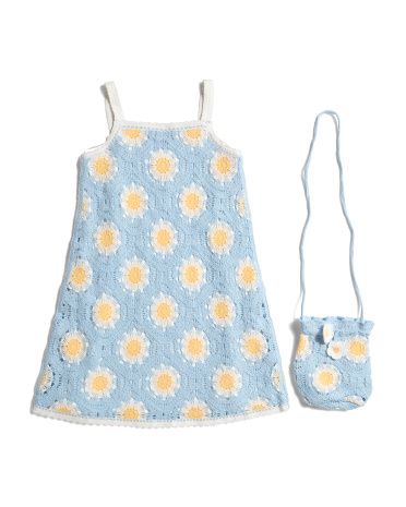 Girls Daisy Sweater Dress With Purse | TJ Maxx