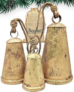 HIGHBIX Set of 3 Giant Harmony Cow Bells Huge Vintage Handmade Rustic Lucky Christmas Hanging Con... | Amazon (US)