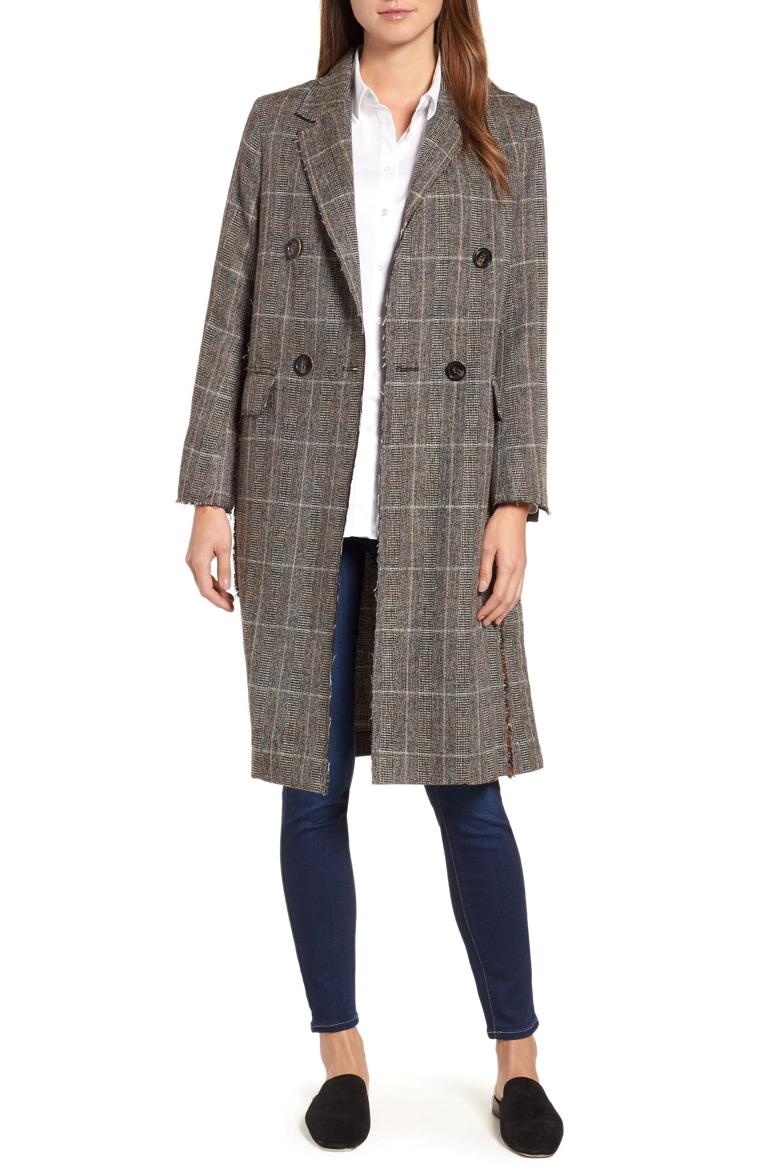 Sosken Double Breasted Plaid Coat | Nordstrom