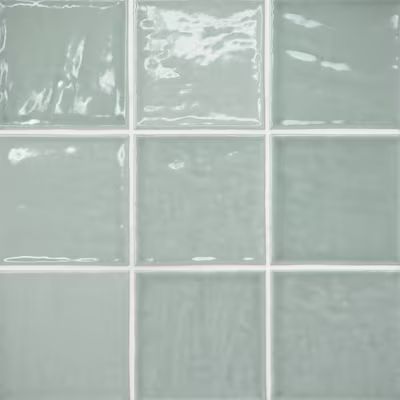 Bedrosians Marin Aloe Green (Light Green) 4-in x 4-in Glossy Ceramic Subway Wall Tile (5.49-sq. f... | Lowe's