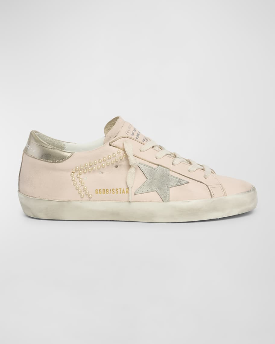 Superstar Pearly Stud Leather Low-Top Sneakers | Neiman Marcus