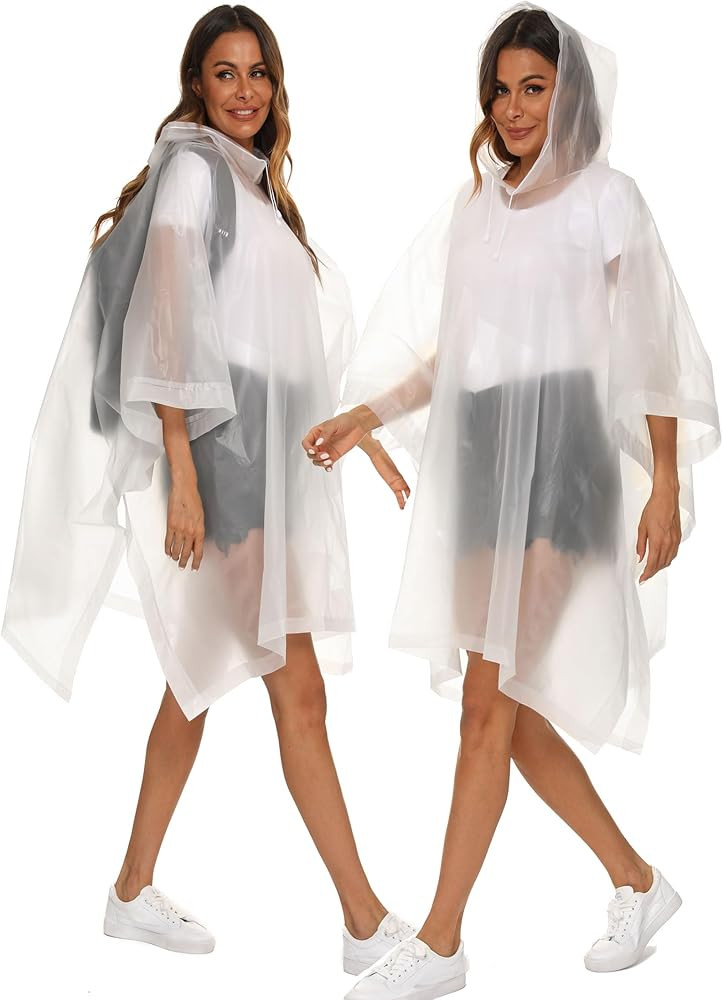 2-Pack Reusable Rain Ponchos for Adults, HOOMBOOM Raincoats Emergency Survival for Women/Men Hood... | Amazon (US)