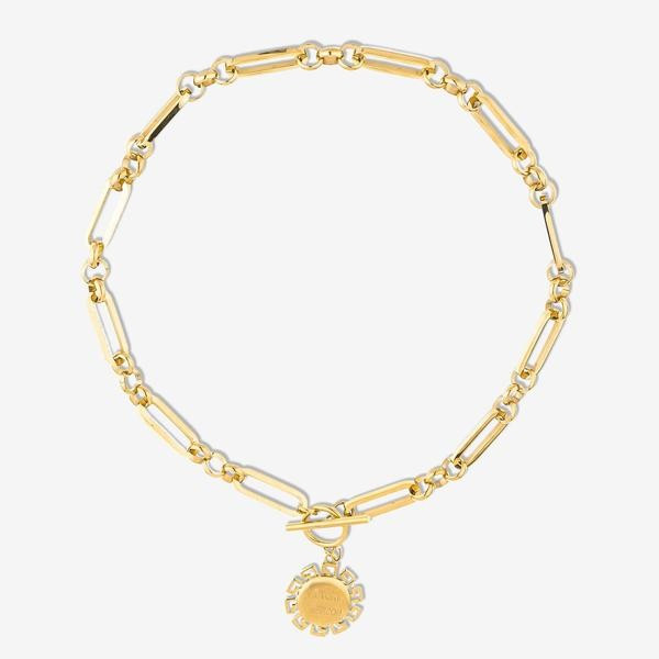 Gold Paperclip Style Necklace with Medallion | Victoria Emerson