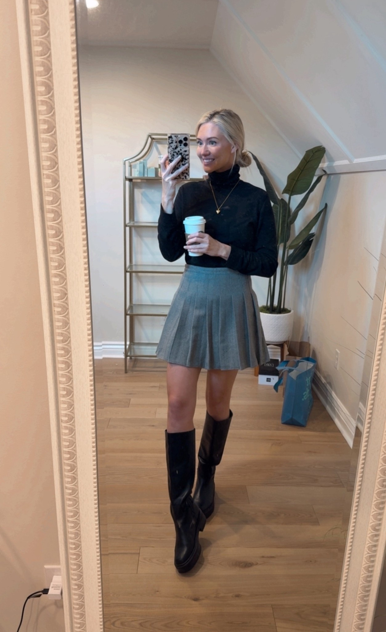 Fall outfit. Grey skirt outfit. 
Fall fashion 

#LTKSeasonal #LTKFindsUnder50 #LTKOver40