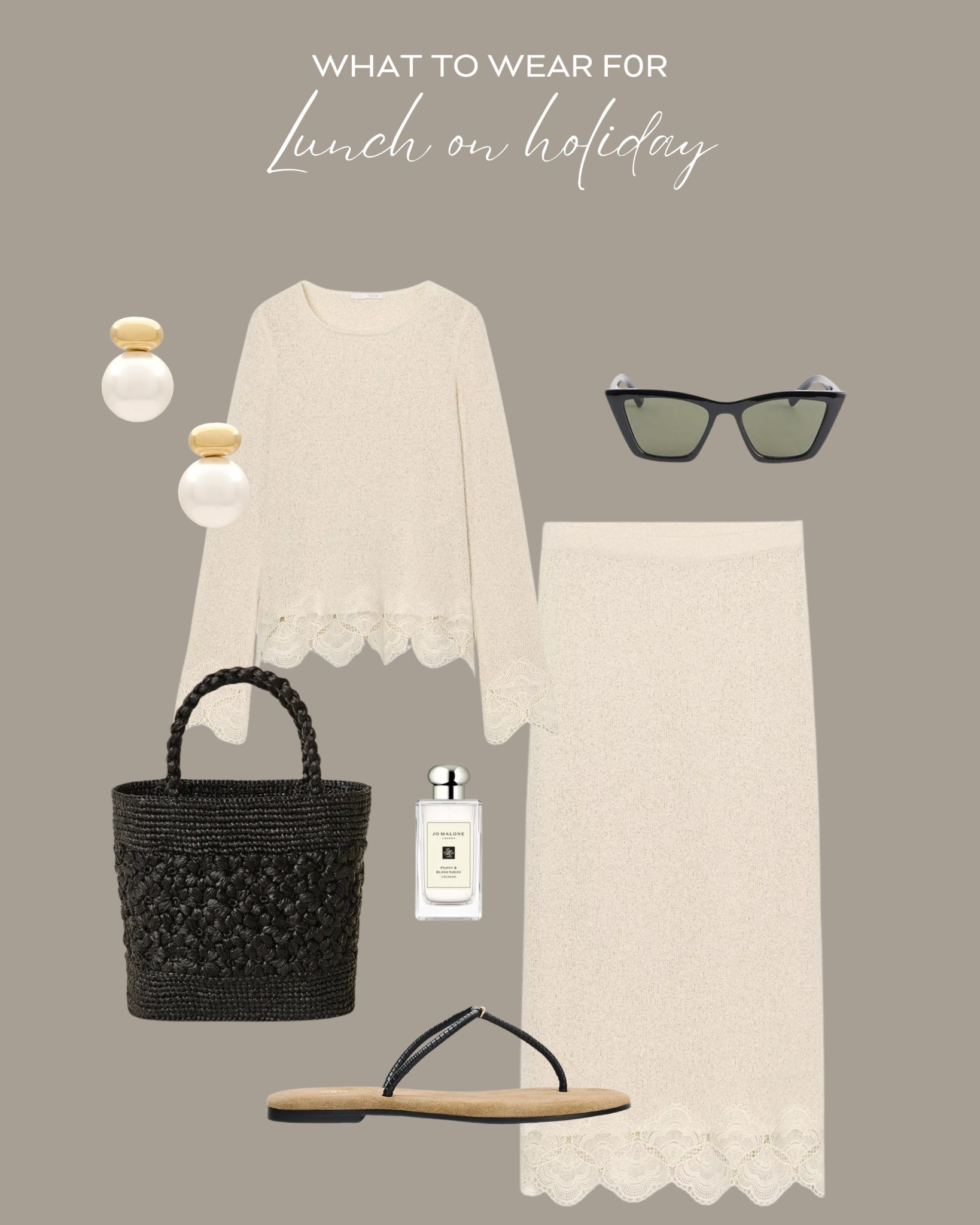 Lunch on holiday ☀️

Zara new in / crochet co-ord set / basket bag / sandals 

#LTKspring #LTKuk