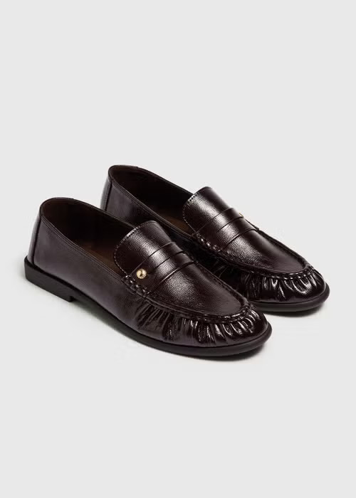 Burgundy Ruched PU Loafers - 3 | Matalan UK | Matalan (UK)
