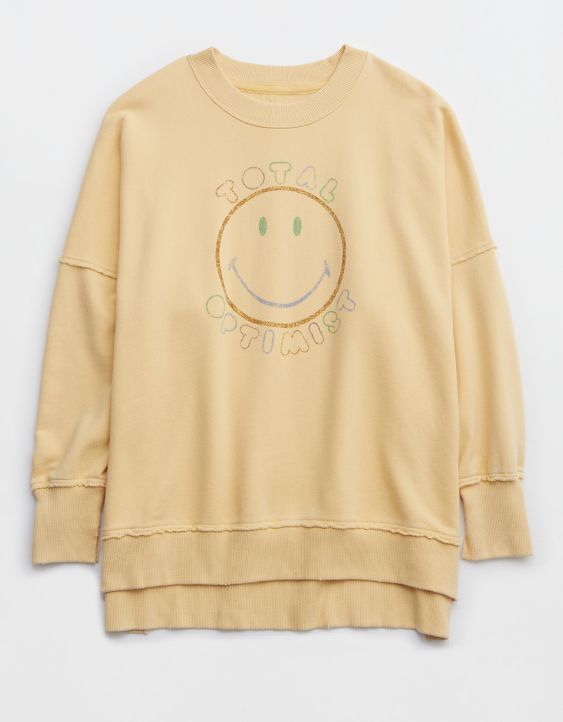 Aerie The Happiest Oversized Smiley® Crew Sweatshirt | Aerie