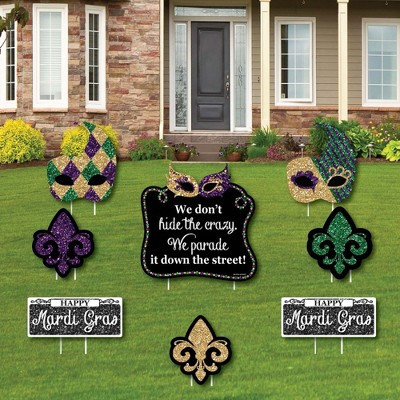Big Dot of Happiness Mardi Gras - Yard Sign & Outdoor Lawn Decorations - Masquerade Party Yard Signs - Set of 8 | Target
