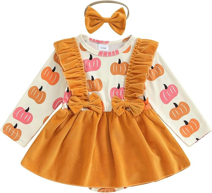 My First Thanksgiving Baby Girl Outfit Newborn Tulle Tutu Romper Dress Cute Halloween Pumpkin Fal... | Amazon (US)