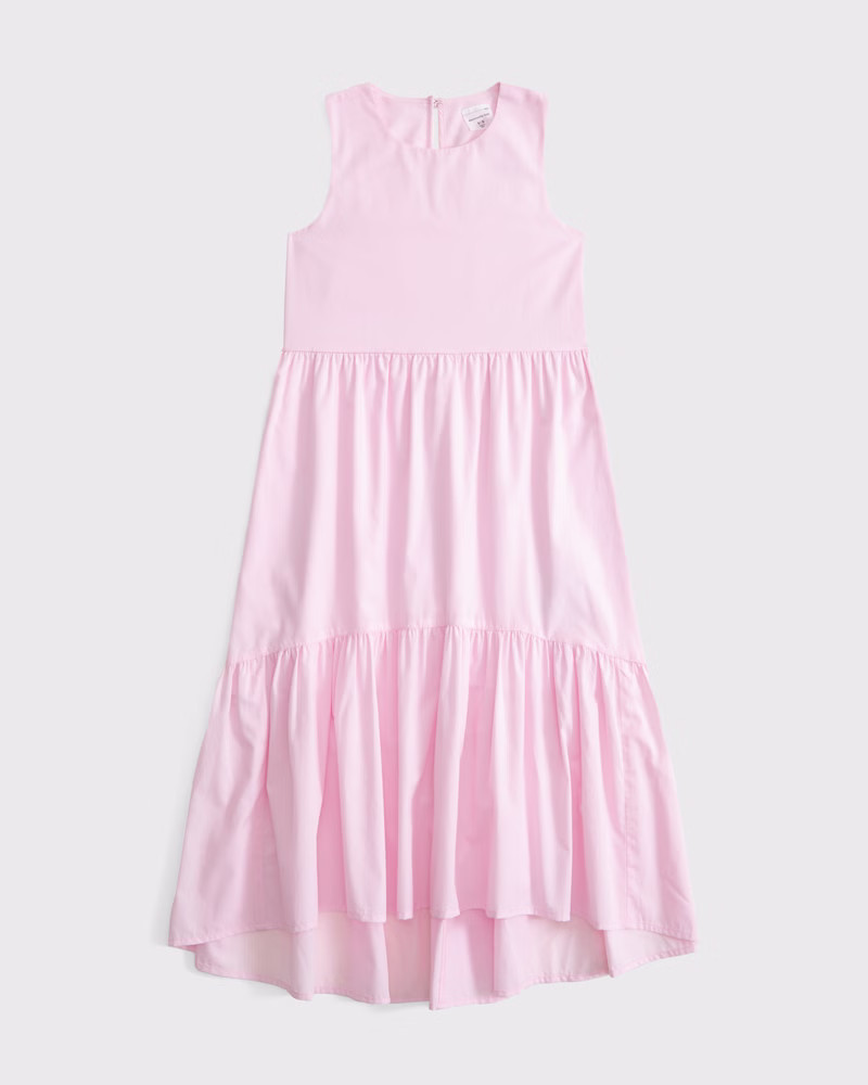 poplin tiered maxi dress | Abercrombie & Fitch (US)