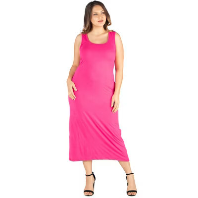 24seven Comfort Apparel Plus Size Racerback Maxi Dress-Pink-1X | Target