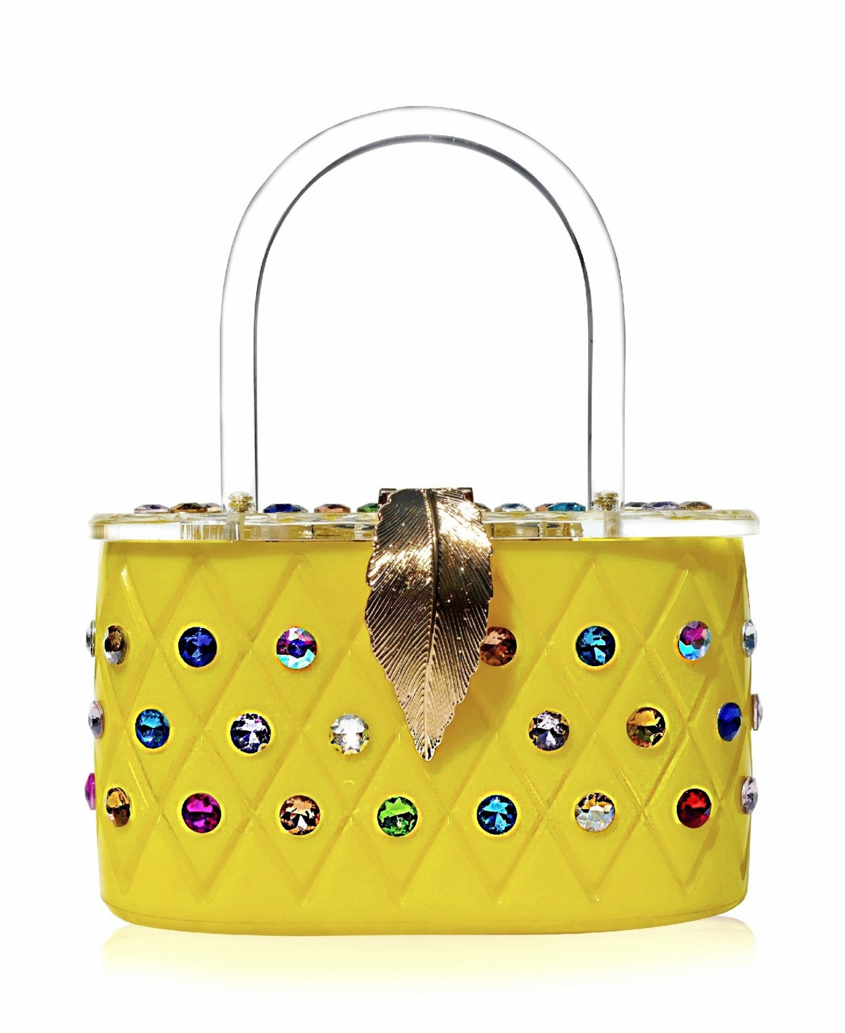 Women's Top Handle Acrylic Box Clutch - Yellow | Macy's