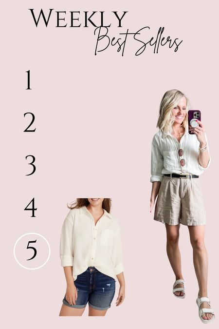 Weekly best sellers! This white button down is a great top for summer! I’m wearing an xs! 

#LTKStyleTip #LTKFindsUnder50 #LTKSeasonal