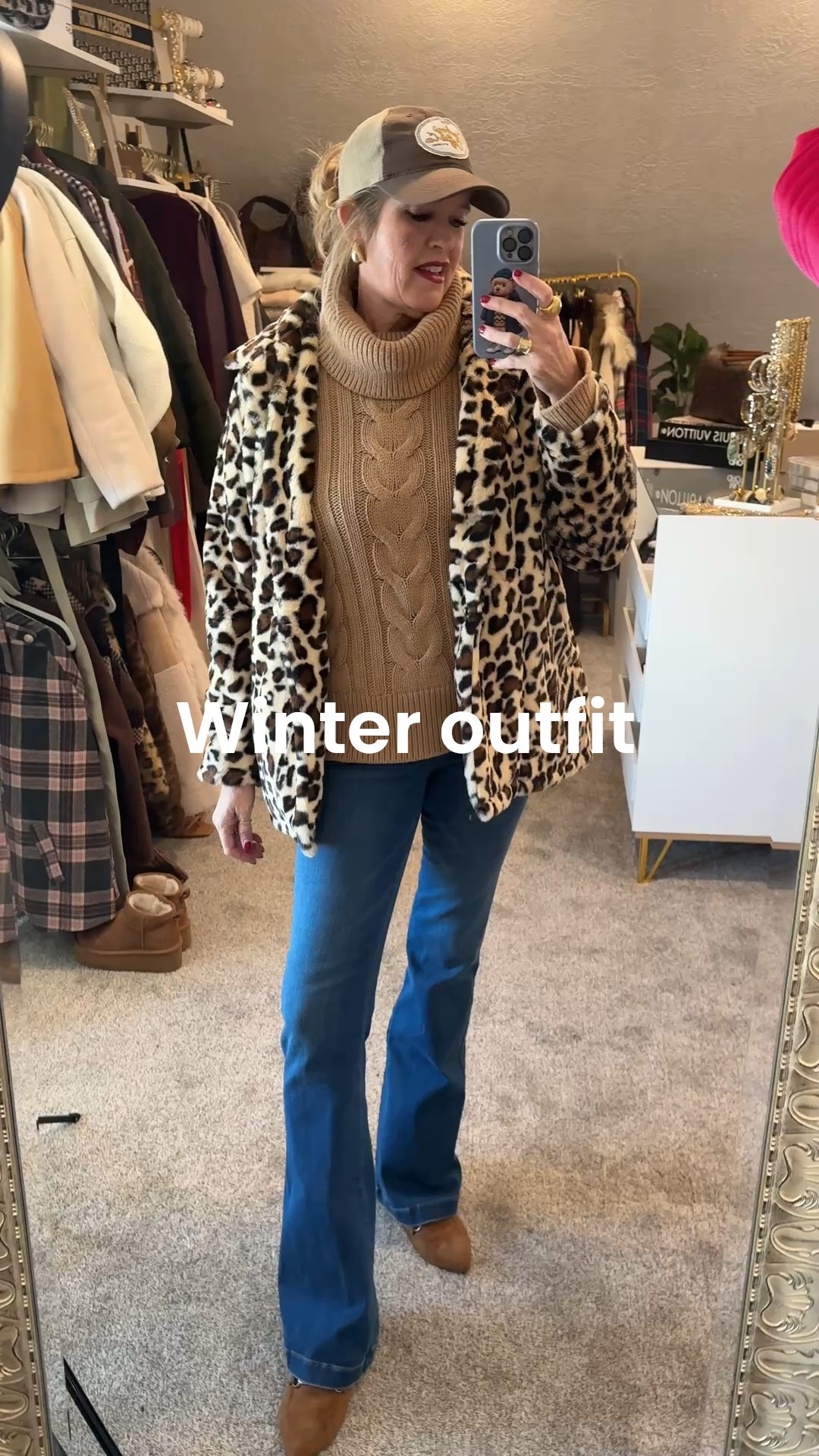 Winter outfit inspo

Leopard coat a great affordable find, faux fur fits tts 

Tts fitting - Spanx flare denim pull on jeans 
Save 15% off with code  Deardarcyxspanx 

Cable knit turtleneck sweater 
By Banana Republic (old) linked similar tts

Steve Madden suede mules (old) linked like options 

Amazon find gold earrings  $12 



#LTKSaleAlert #LTKOver40 #LTKootd