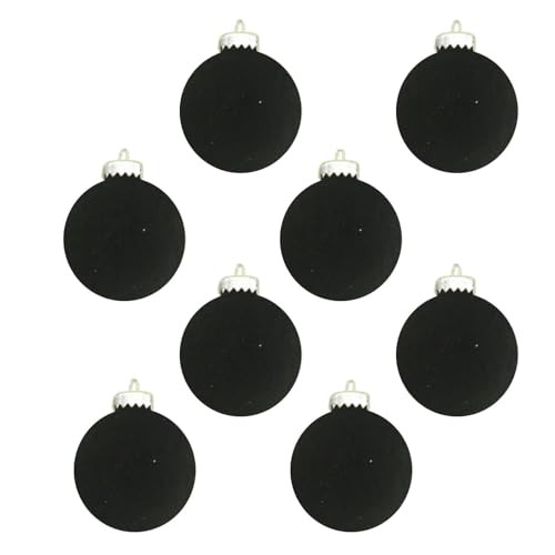 8Pcs Black Velvet Christmas Ornaments Balls 3.15 in Flocked Ornaments for Christmas Tree Plastic Christmas Velvet Ornaments Christmas Balls for Christmas Tree Wall Window Mantle Decorations (Black) | Amazon (US)