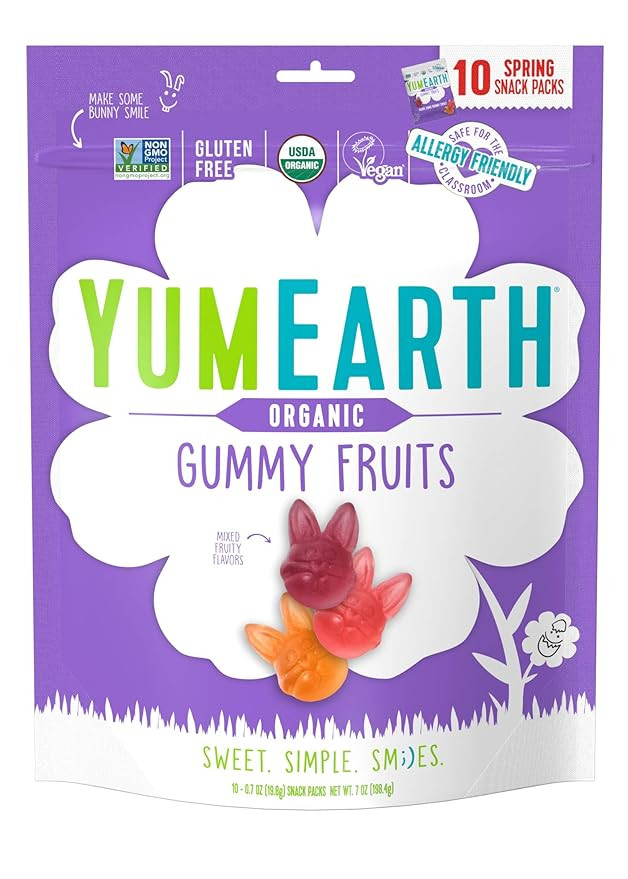YumEarth Spring Fruit Gummy Snack Packs, 10 Count - Allergy Friendly, Non GMO, Gluten Free, Vegan | Amazon (US)