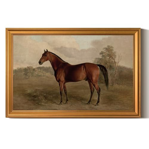 ARPEOTCY Large Gold Framed Canvas Wall Art, 24x36 Inch, Vintage Horse Art Prints, Farmhouse Retro Decor for Living Dining Room Hallway, Rustic Country Cottage Decor | Amazon (US)