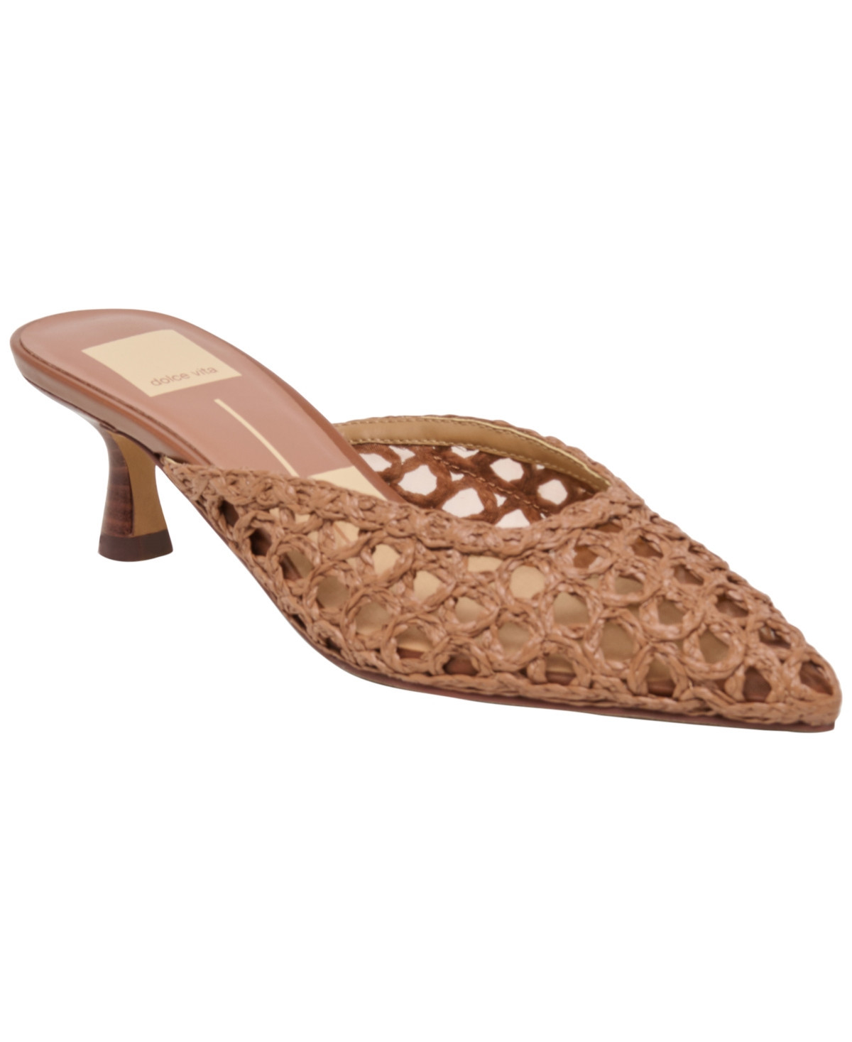 Dolce Vita Women's Cleo Loop Raffia Kitten Heel Mule Pumps - Mid Brown Raffia | Macy's