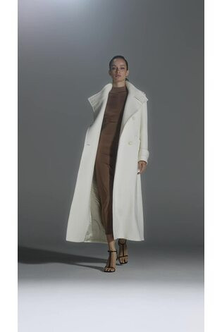 Reiss Taylor Cream Oversized Wool Double Breasted Long Coat - REISS | Reiss UK