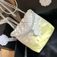 24P Gradient Mini Garbage Bag Ladies Designer Shoulder Bag 23cm Coins Charm White Letters Hardwar... | DHGate