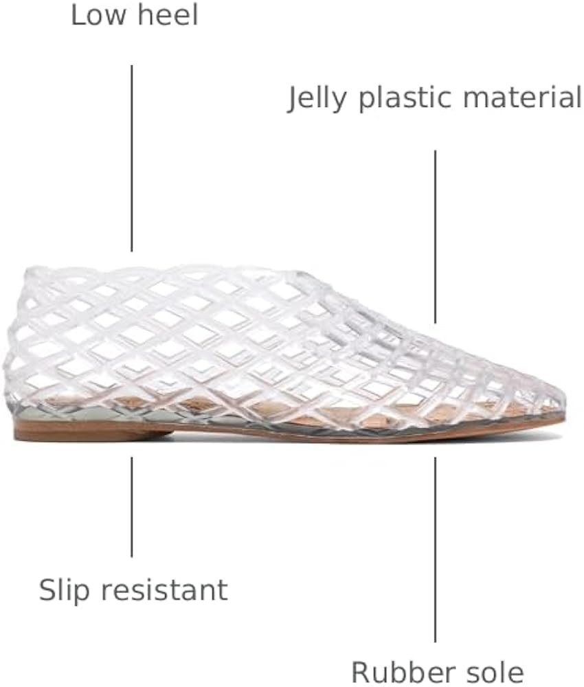 Red Jelly Mesh Ballet Flats for Women Adult Clear Hollow Jelly Sandals Beach Ballerina Jellies Sh... | Amazon (US)