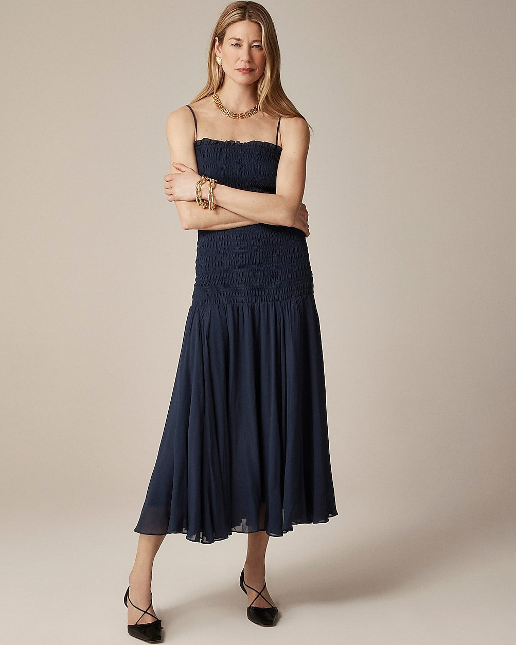 Collection smocked chiffon dress | J. Crew US