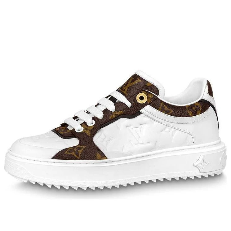 (WMNS) LOUIS VUITTON Time Out Sneakers 'White Monogram with Brown Monogram' | KICKS CREW
