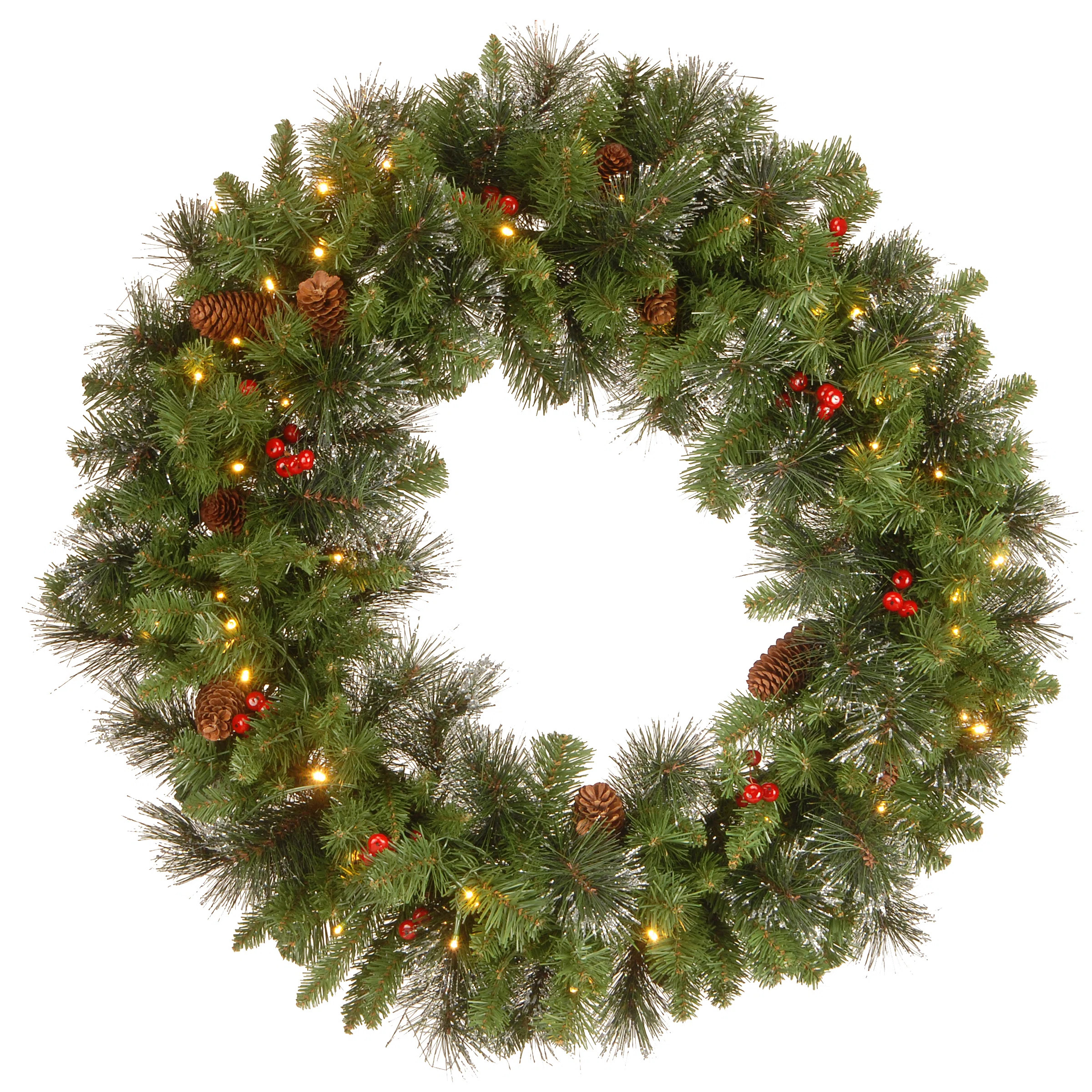 The Holiday Aisle\u00ae Crestwood Spruce Wreath with LED Lights | Wayfair | Wayfair North America