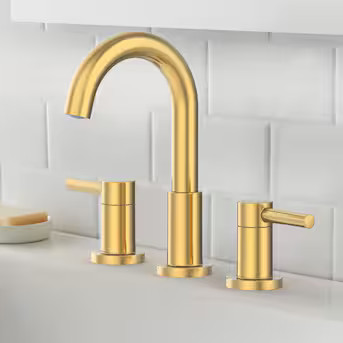 allen + roth Harlow Brushed Gold Widespread 2-Handle WaterSense Bathroom Sink Faucet with Drain | Lowe's