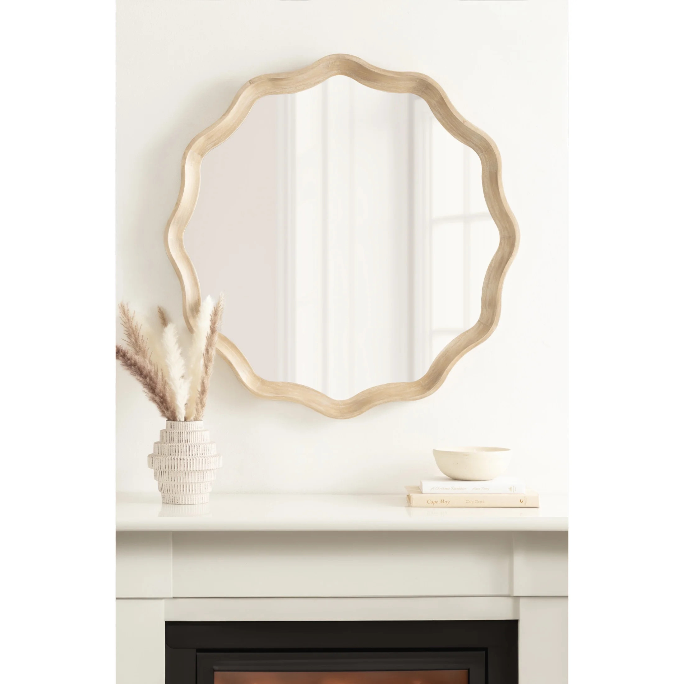 Kate and Laurel Hatherleigh Transitional Round Wooden Wall Mirror, 28 Inch Diameter, Light Natura... | Walmart (US)
