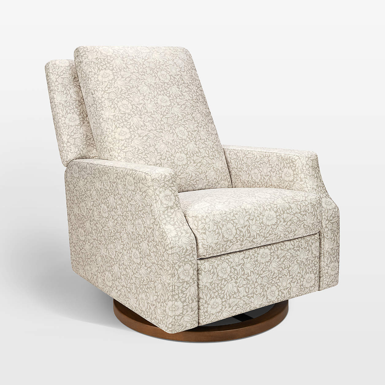 Morris & Co x Namesake Crewe Mallow Ash Floral Swivel Glider Power Recliner Nursery Chair | Crate... | Crate & Barrel