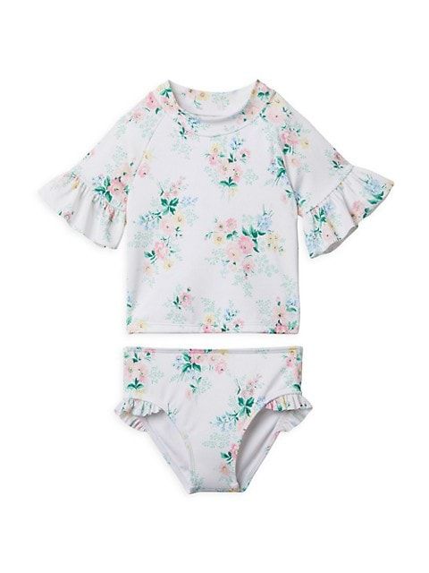 Little Girl's & Girl's 2-Piece Floral-Print Rash Guard Swim Set | Saks Fifth Avenue
