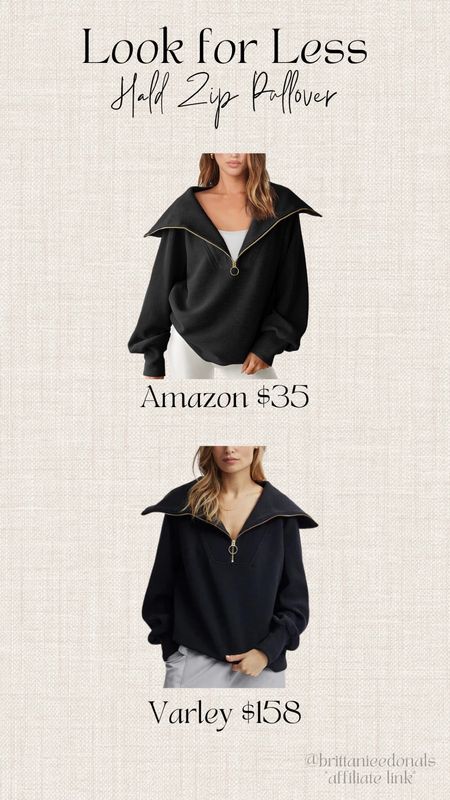 Varley pullover look for less!  Runs a tiny bit small so if in between size up on the Amazon one!

Varley look for less, Varley dupe, cute Amazon pullover, 1/2 zip pullover with gold hardware, Amazon favorites, cute fall clothes, fall fashion, fall trends.

#LTKfindsunder50 #LTKmidsize